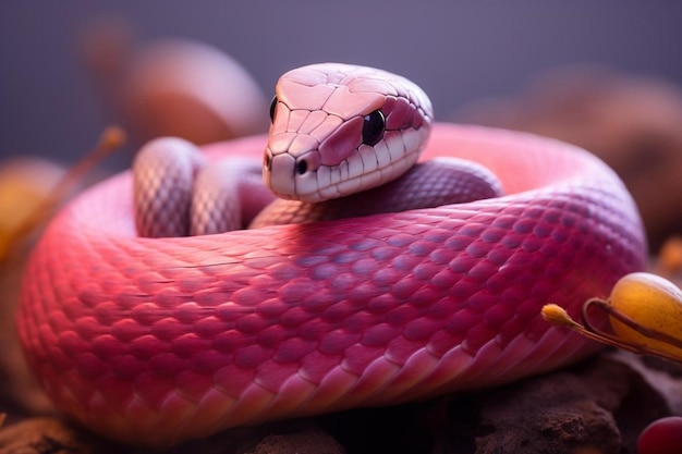 A pink snake with a snake on it