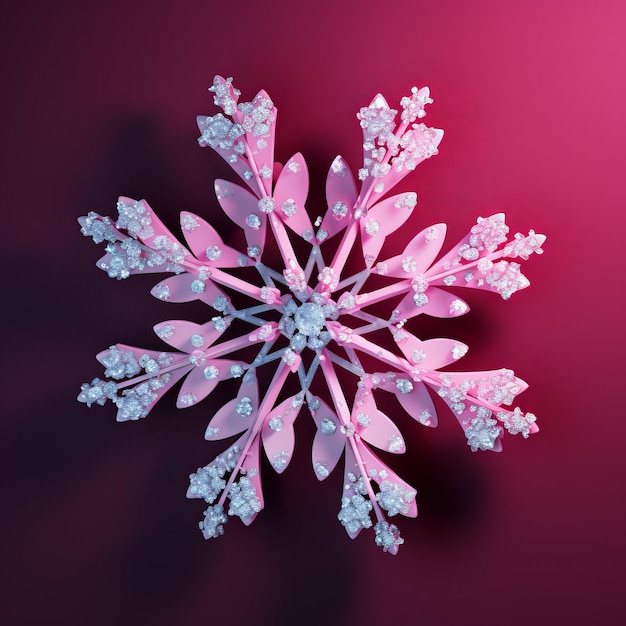 a pink snowflake with diamonds