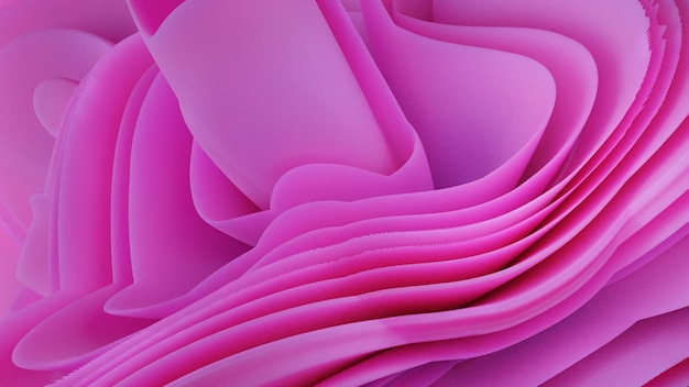 Pink soft curl and ripple of rose petal 3D Rendering