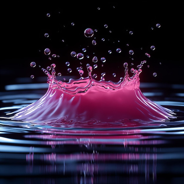 Photo a pink splash of water with the number 3 on it