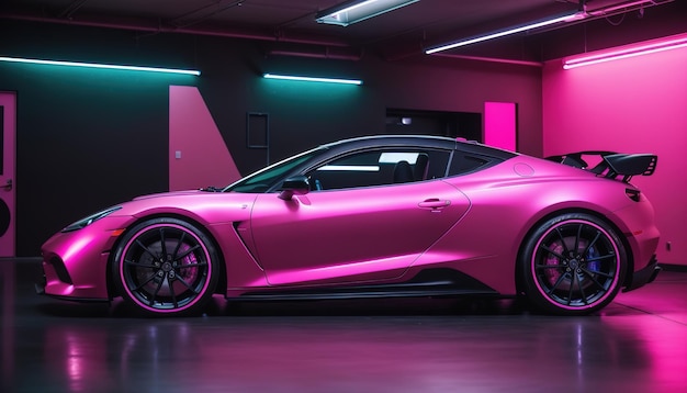 A pink sports car racing wallpaper