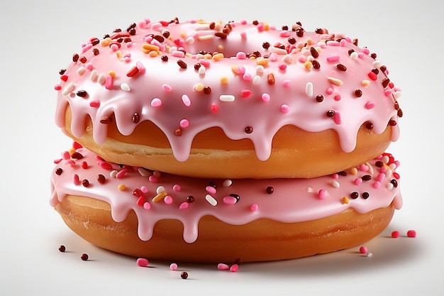 Pink Sprinkle Donut on Isolated Background Generative AI