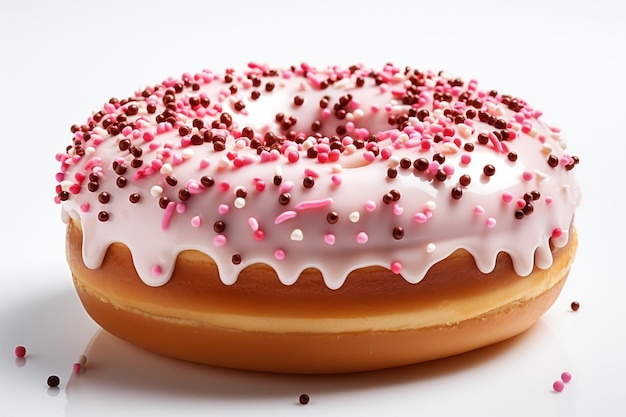 Pink Sprinkle Donut on Isolated Background Generative AI