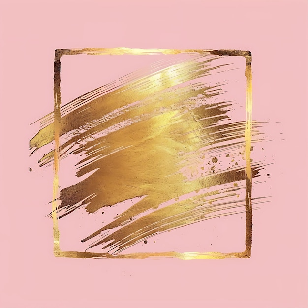 Photo a pink square with gold paint and a pink background