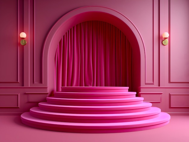 pink stage 3d pink podium 3d pink empty background