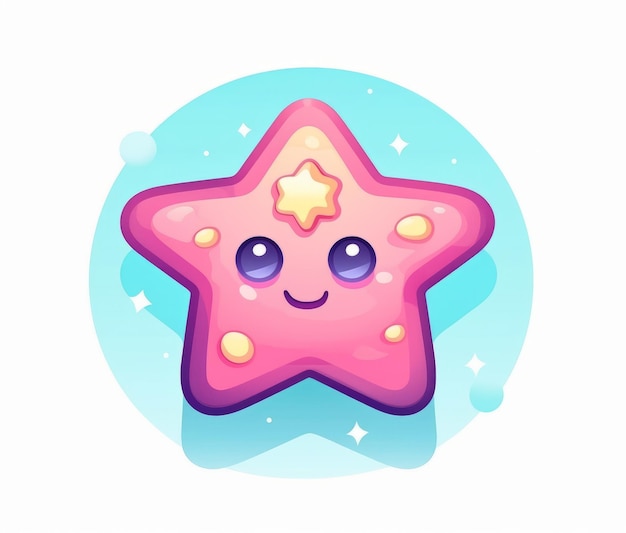 Pink starfish with a cute face.