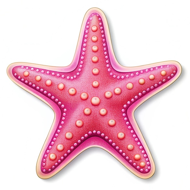 Photo a pink starfish with pink dots on it is on a white background