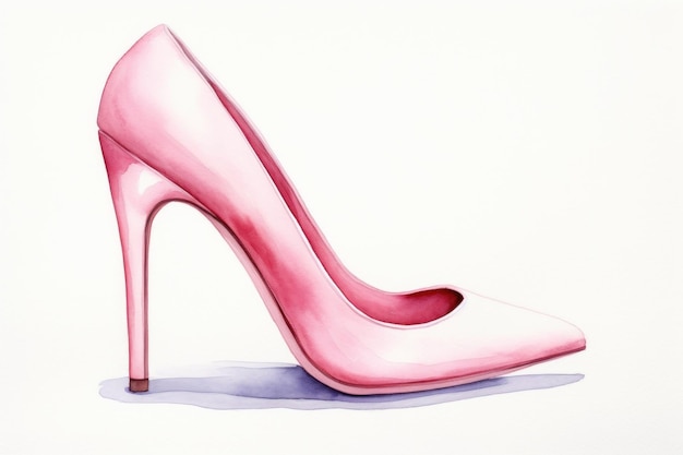 Pink stiletto high heels watercolor fashion illustration