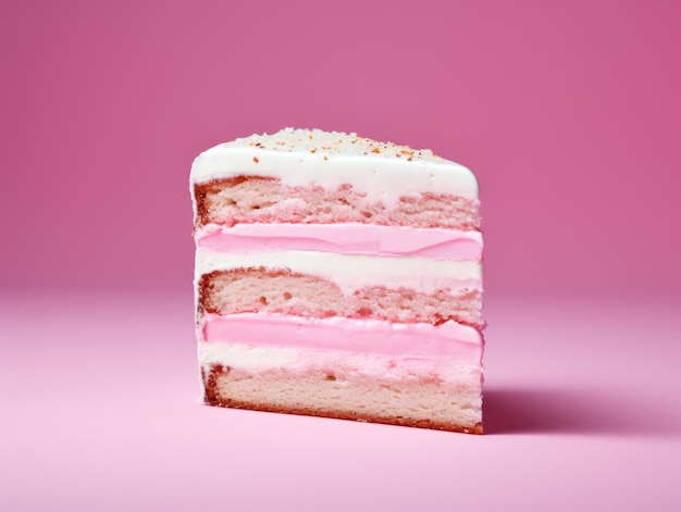 Pink strawberry cake on pink background