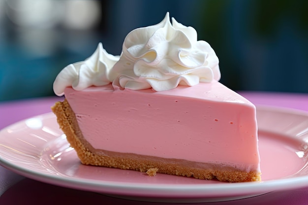 A pink strawberry pie with whipped cream on top