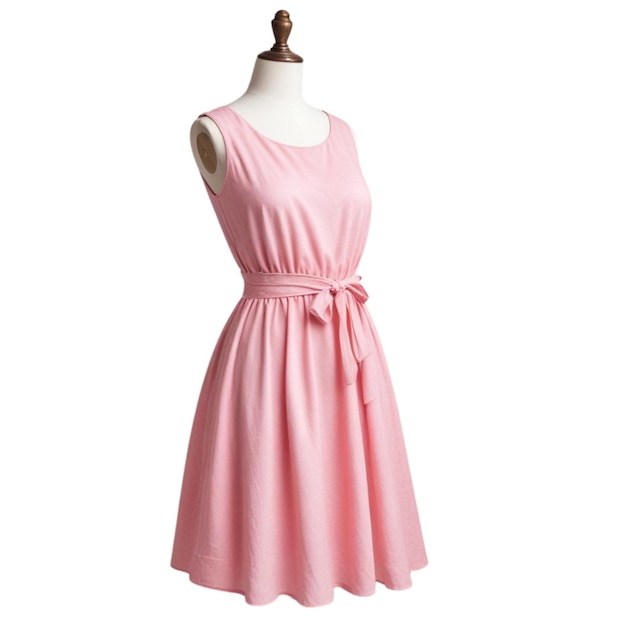 Photo pink summer dress on a mannequin on white background