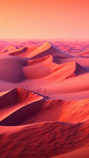 A pink sunset in the desert