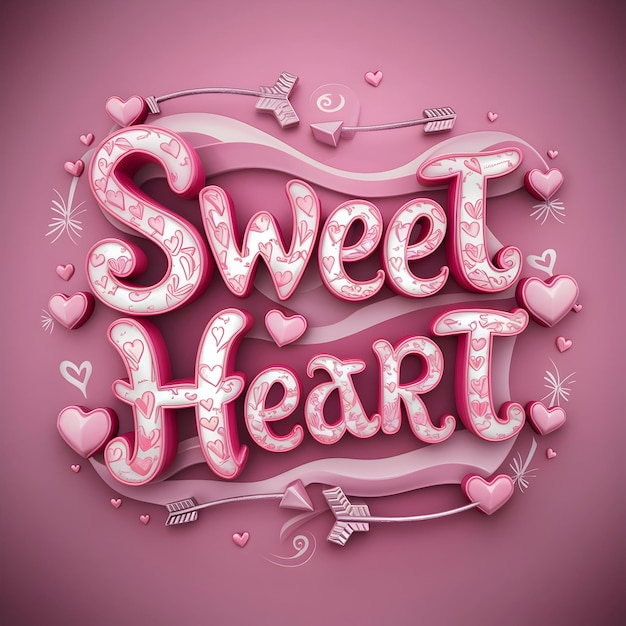 Photo a pink sweet heart with pink hearts and a pink background with a pink ribbon around it