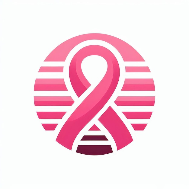 a pink symbol with a pink ribbon in the middle