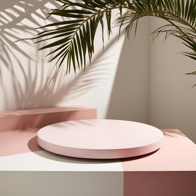 Photo a pink table with a plant on it and a green plant on the top