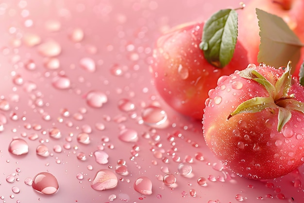 a pink table with water drops on it and a bunch of water droplets on it