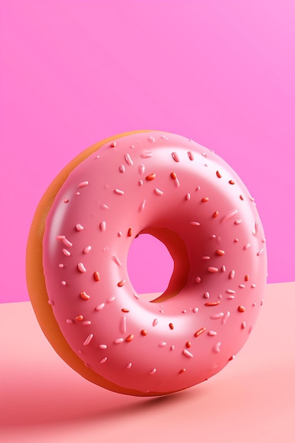 Photo pink tasty crispy donut