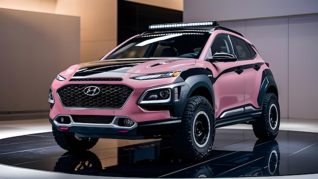 a pink toyota truck with the word toyota on the front