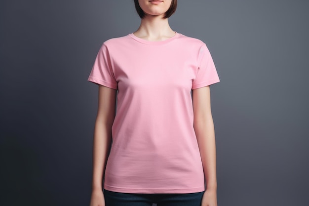 Pink tshirt mockup female Generate Ai