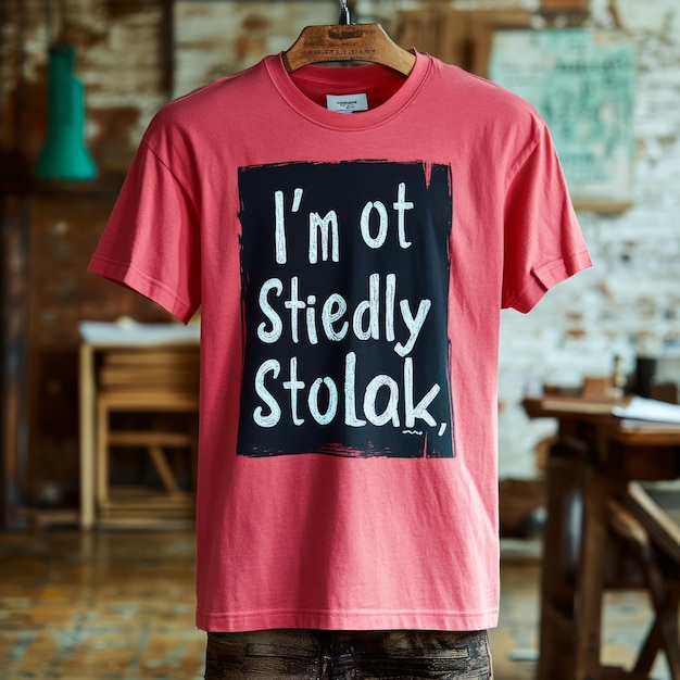 Pink tshirt with a humorous text design