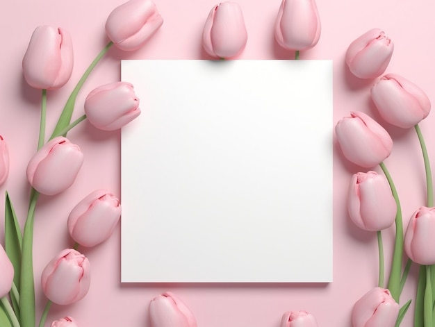 Pink tulip flowers with blank text space