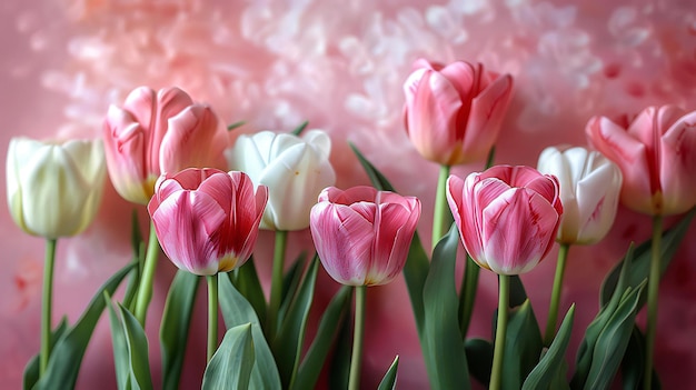 Pink Tulips Delicate Floral Background for Mothers Day Celebrations