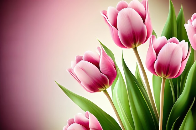 Pink tulips floral Background