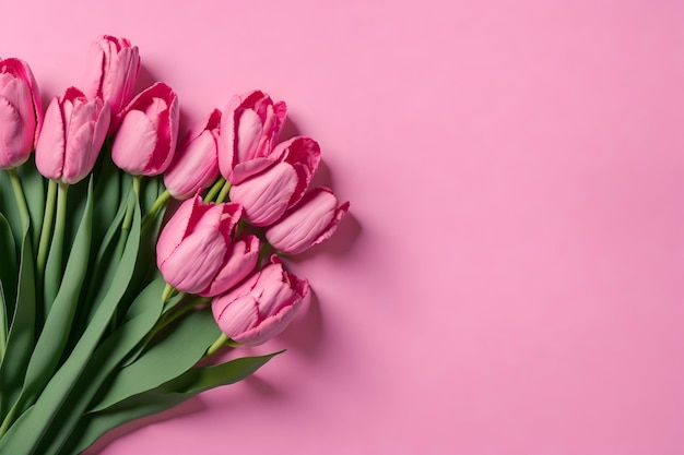 Pink tulips on a pink background