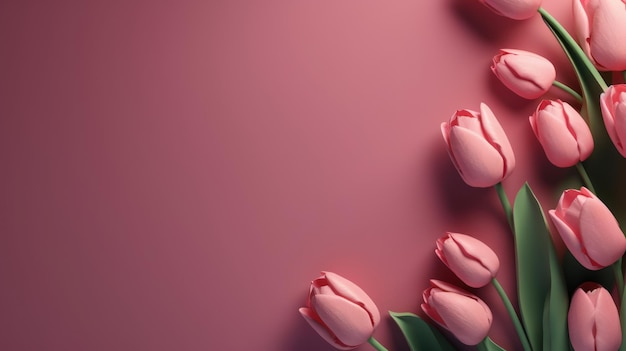 Pink tulips on a pink background