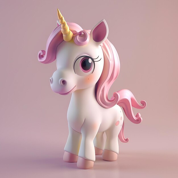 a pink unicorn with pink mane and pink hair is standing in front of a pink background