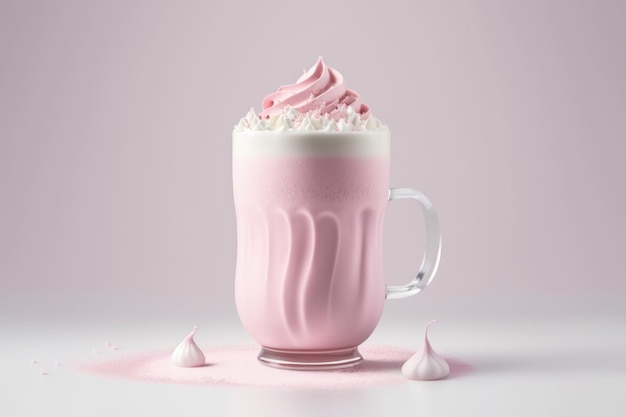 Pink vanilla coffee cup Illustration AI Generative