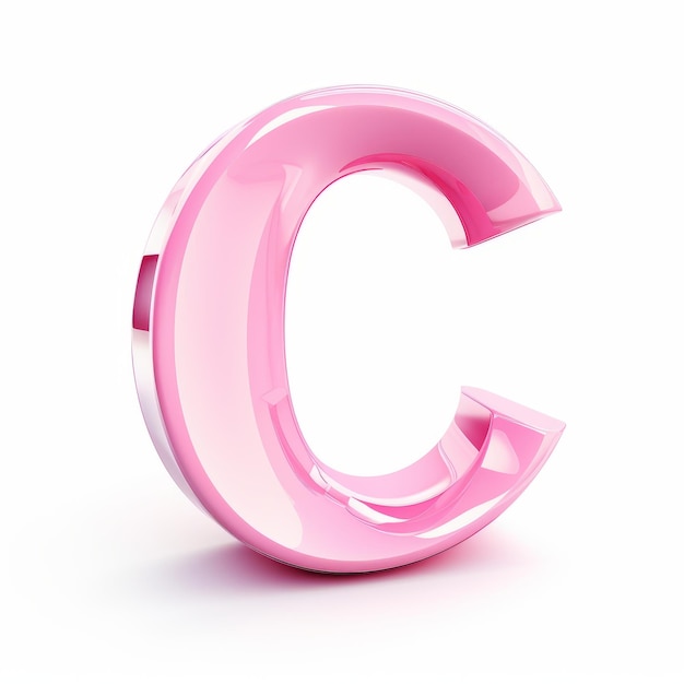 Pink Vector Letter C On White Background