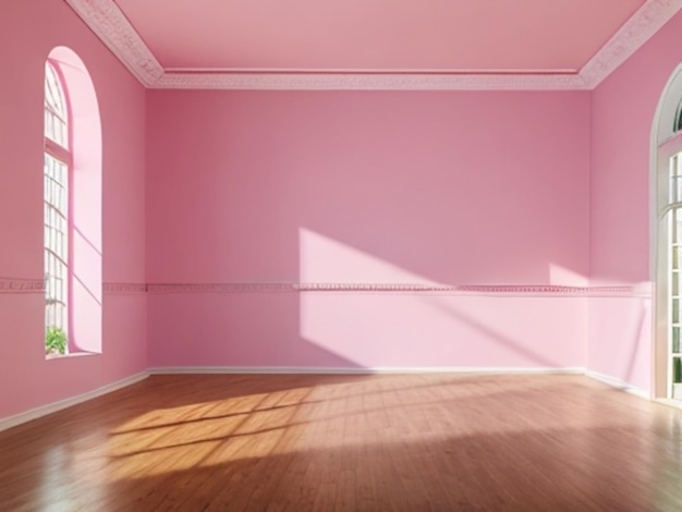 a pink wall in a empty room background empty living room ai generated