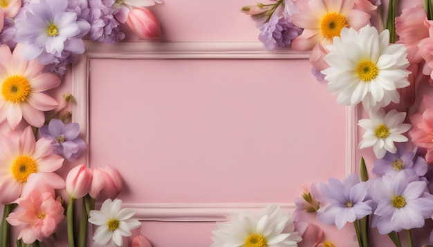 a pink wall with flowers and a pink background