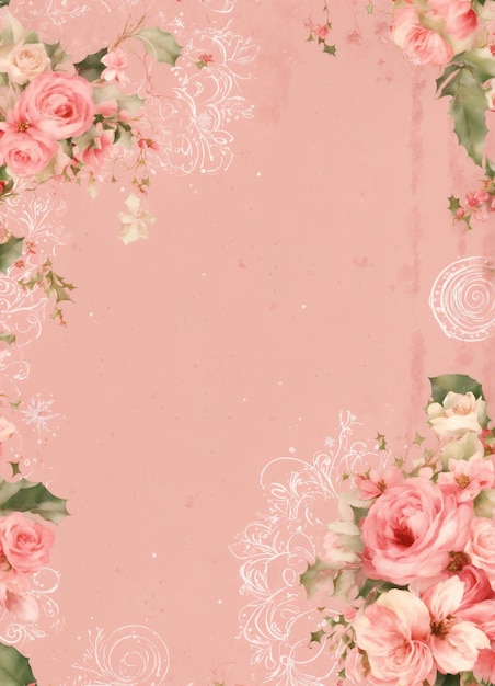 Photo a pink wall with flowers and a place for text