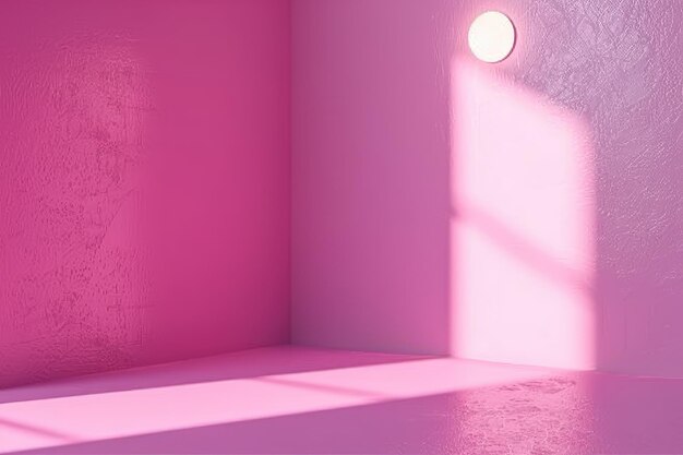 a pink wall with a light on it and a white backdrop