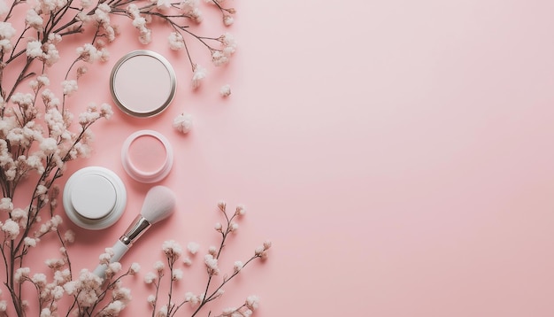 Photo a pink wall with a pink background and a mirror and a brush with a pink background