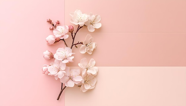 Photo a pink wall with a pink wall and flowers on it