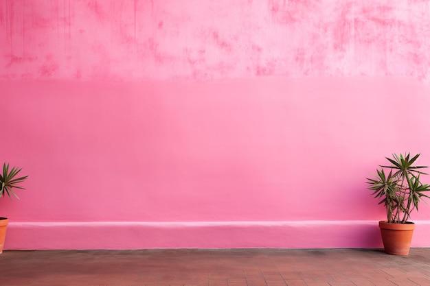 A pink wall with a white border and a pink wall