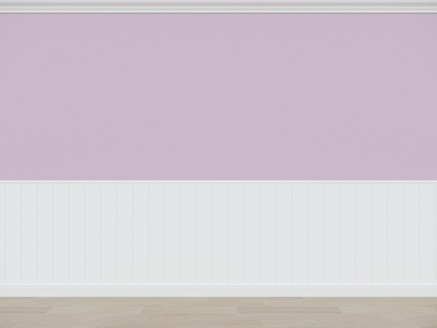 Pink wall with wood floor 3d rendering empty room