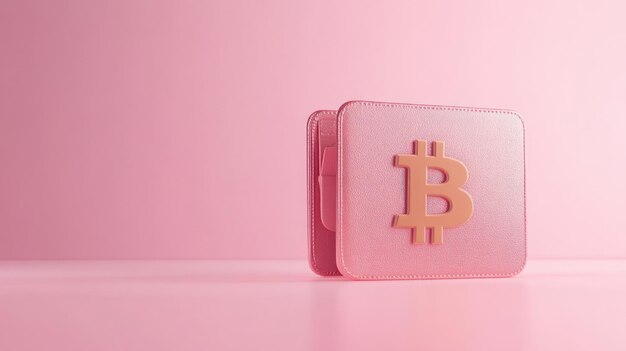 Photo a pink wallet featuring a bitcoin symbol set against a soft pink background