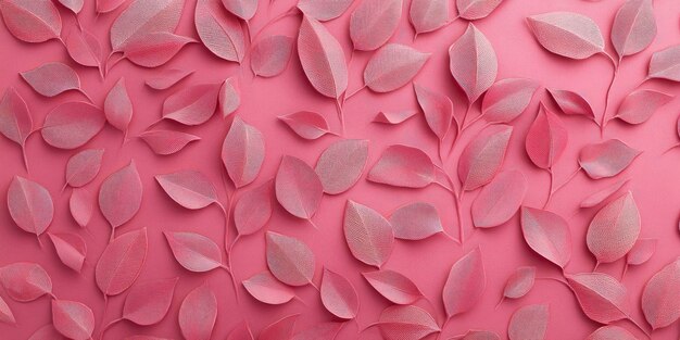 Photo a pink wallpaper covered with numerous motifs of leaves