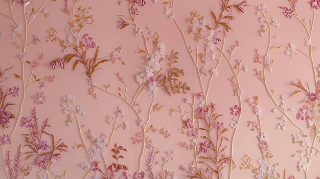 Photo pink wallpaper with flowers