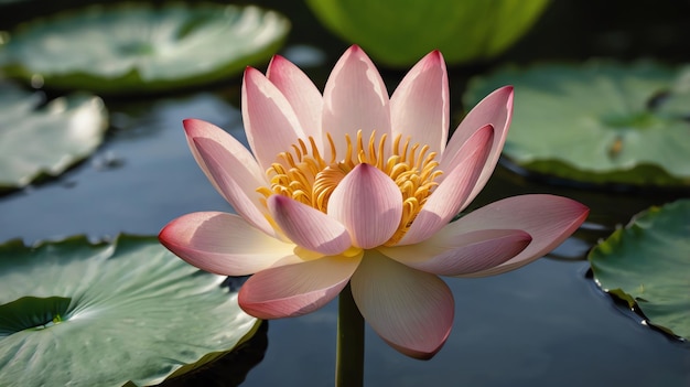 a pink water lily with the words pink on the bottom