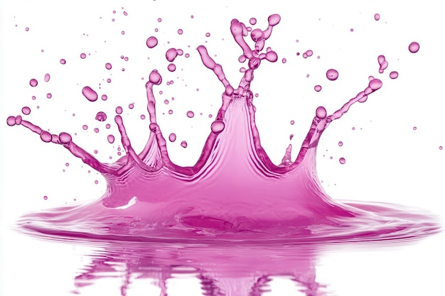 Photo pink water splashing isolated on white background