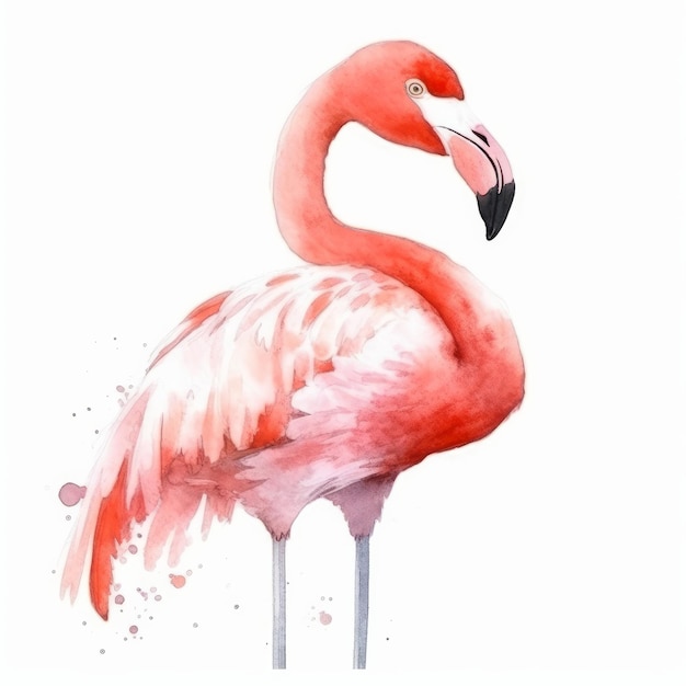 Pink watercolor flamingo Illustration AI GenerativexA