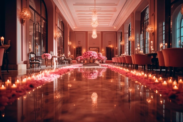 Pink wedding hall Generative AI