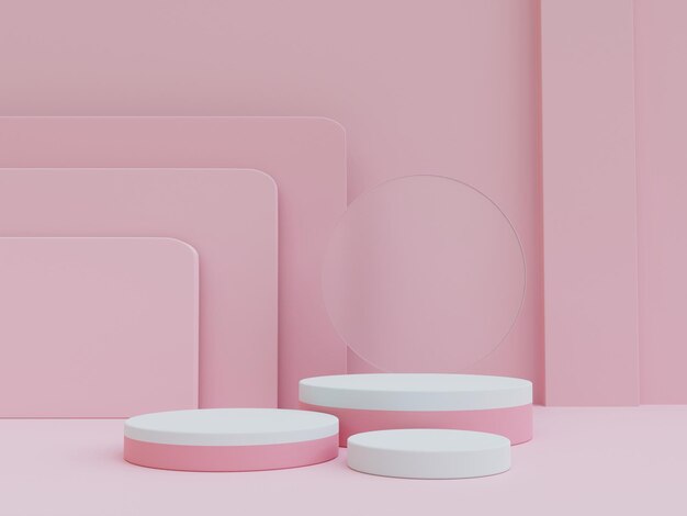 Pink and White 3d rendered Podium Design