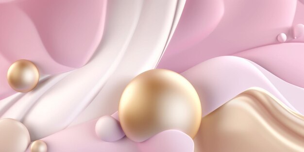 A pink and white background with a gold ball in the middle.