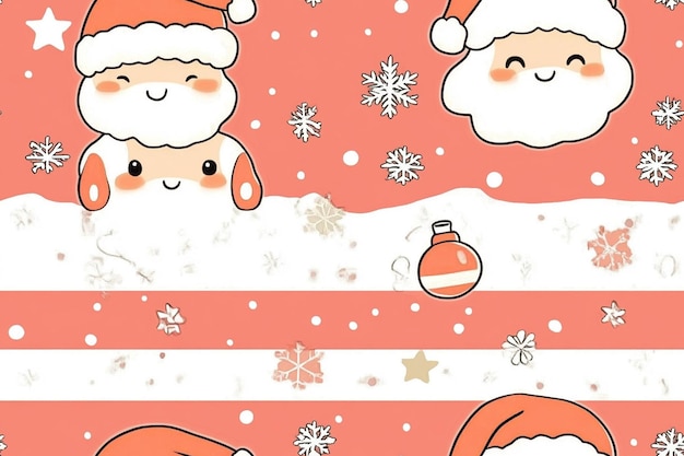 Photo a pink and white background with santa and santa claus on it